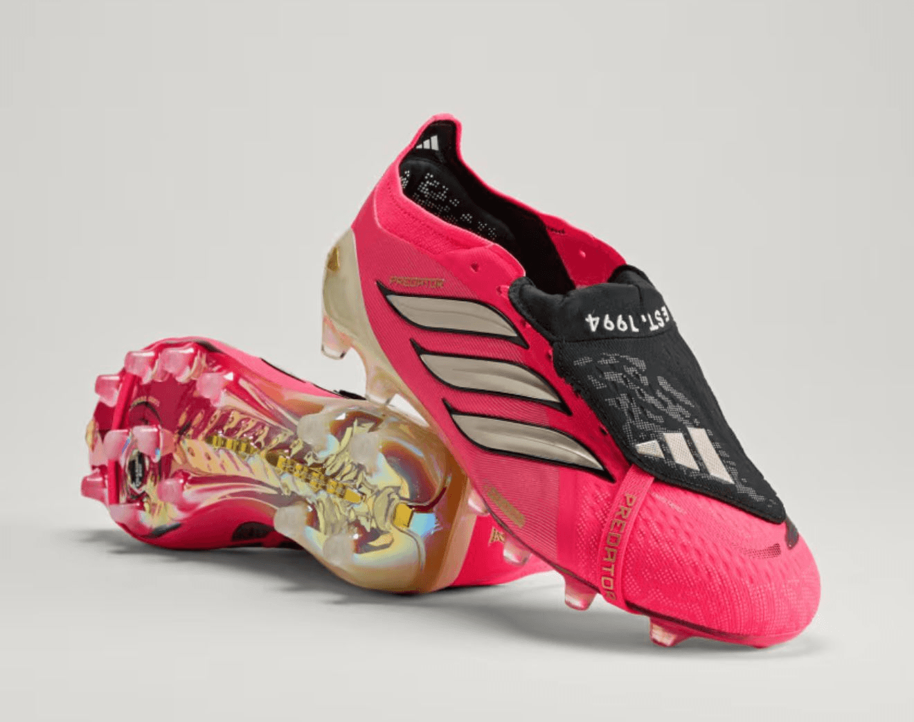 adidas Predator Elite con lengüeta plegable rosa y negro